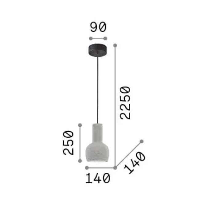 Schéma des dimensions de la suspension en béton OIL-3