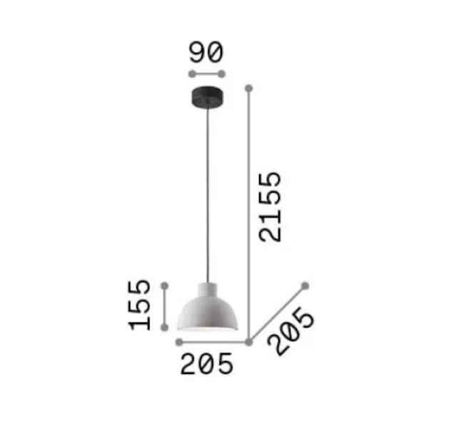 Schéma des dimensions de la suspension en béton OIL-5 : Élégance industrielle pour votre intérieur