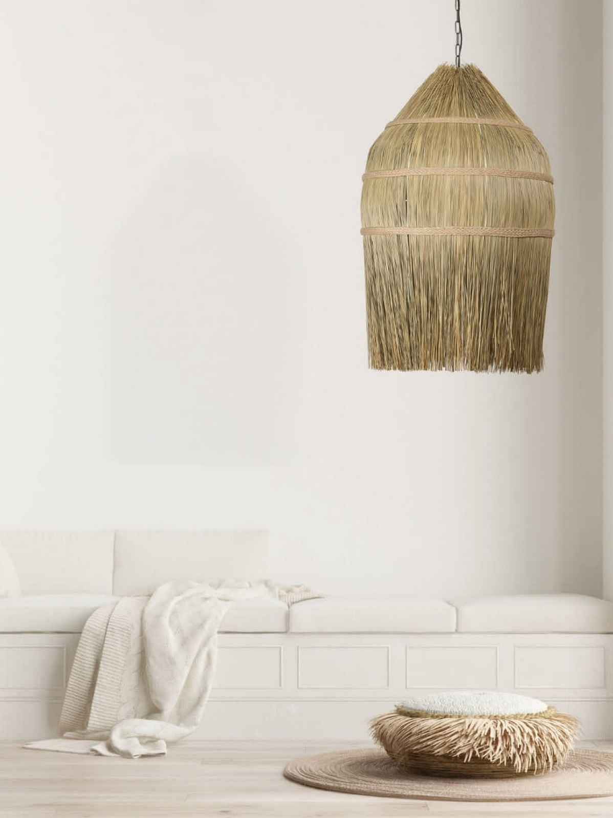 lampe suspendue en paille