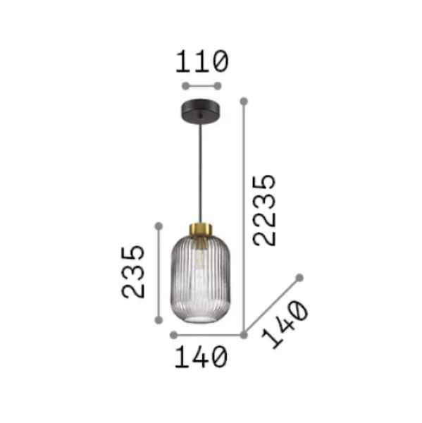 Suspension MINT-1-SP1 verre soufflé fumé