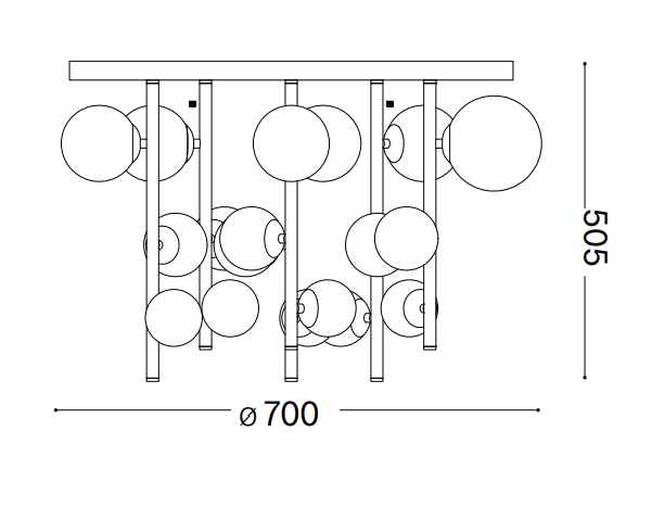 Plafonnier PERLAGE PL18 laiton diffuseurs ambré