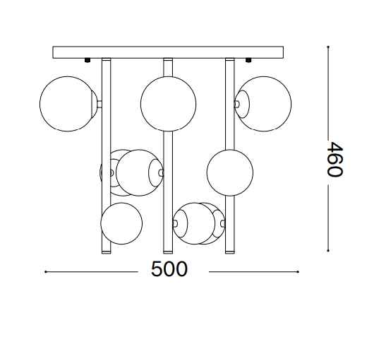 Plafonnier PERLAGE PL9 laiton diffuseurs ambré