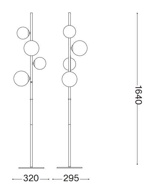 Lampadaire PERLAGE PT4 noir diffuseurs fumé