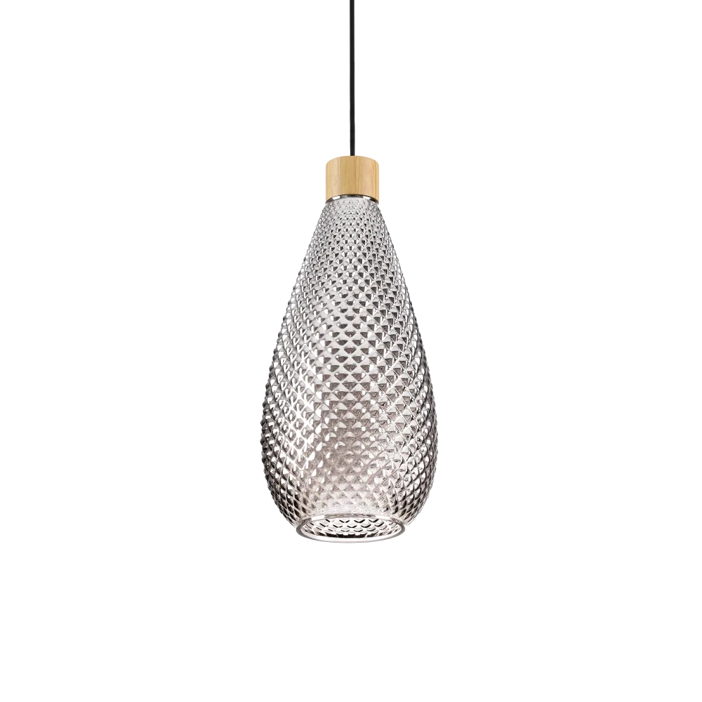 Suspension BERGEN SP2 verre soufflé - Luminaire suspendu élégant avec diffuseur en verre soufflé transparent. Hauteur ajustable pour une ambiance parfaite.