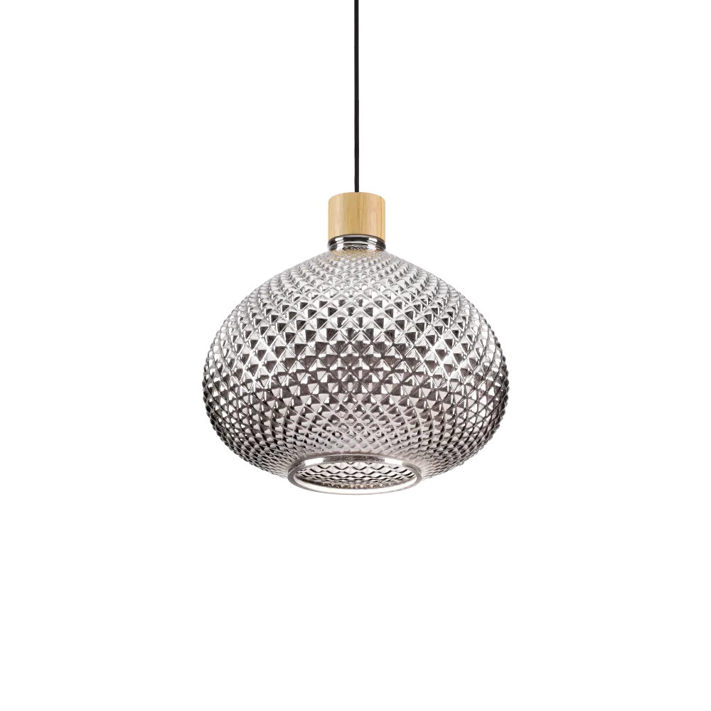 Suspension BERGEN SP3 verre soufflé - Luminaire suspendu avec diffuseur en verre soufflé décoratif. Hauteur ajustable pour une lampe de plafond élégante.