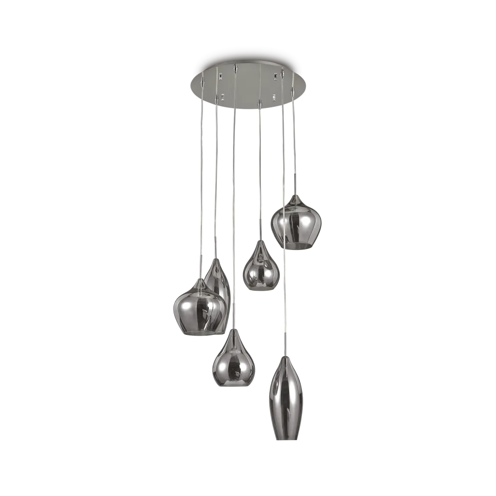 Suspension SOFT avec structure en acier finition chrome et six diffuseurs