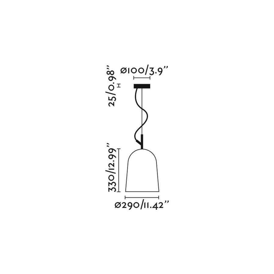 Schéma des dimensions de la suspension rose STUDIO 290 : élégance contemporaine