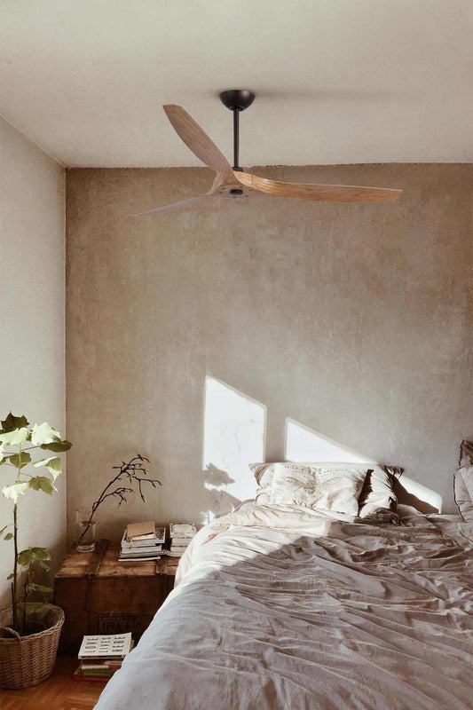 Ventilateur de plafond MOREA marron pales finition pin