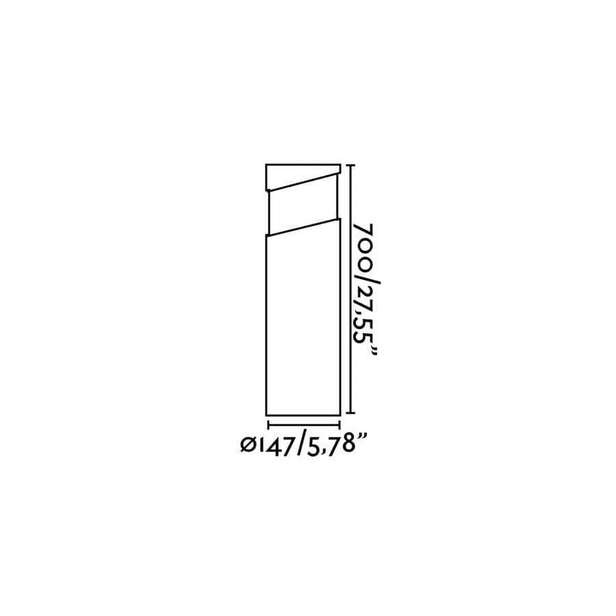 Schéma des dimensions de la borne extérieure lumineuse BLOCK-G béton IP65 pour jardin