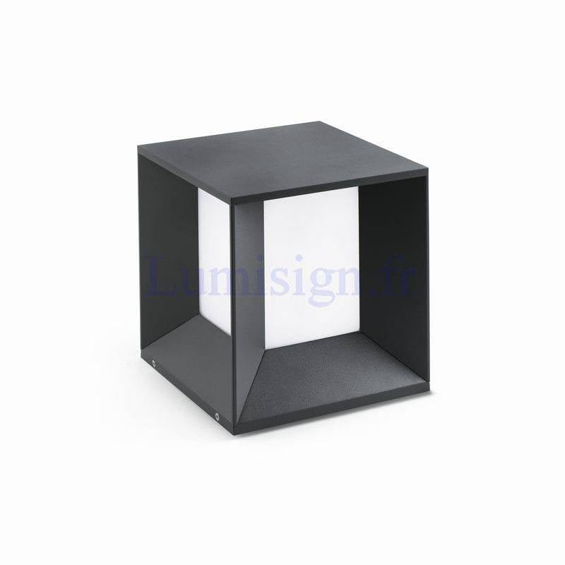 Vue d'ensemble de la borne LED MILA gris foncé : éclairage extérieur design moderne