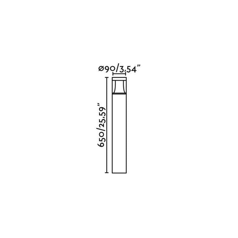 Schéma des dimensions de la borne LED extérieure PLIM-1 Faro - Éclairage 10W design