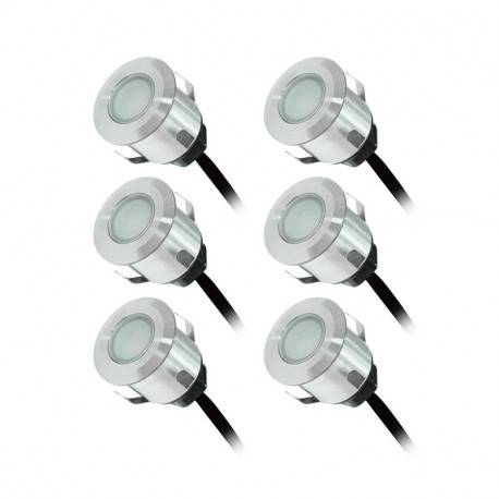 Spot sol Kit 6 mini spots LED encastrables 12 volts 6000K étanches pour terrasse Miidex Lumisign