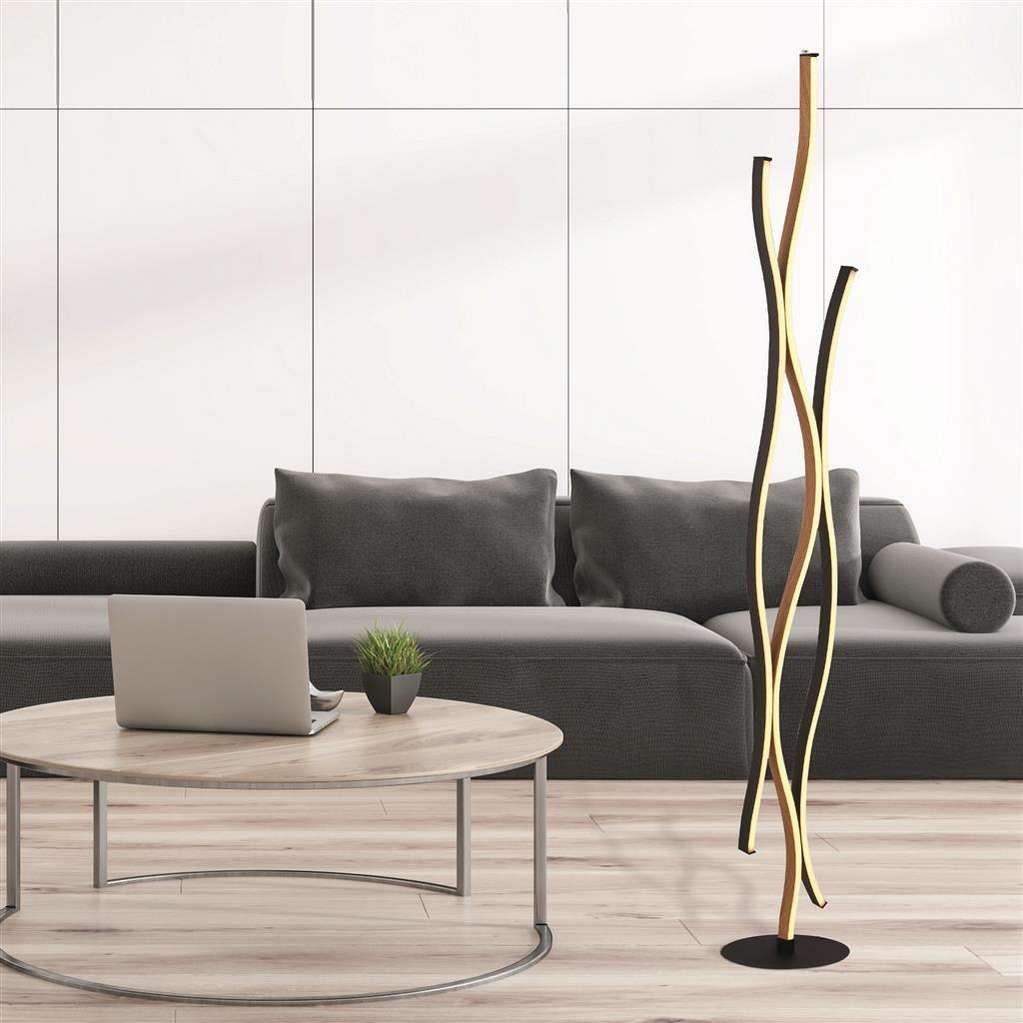 Lampadaire Lampadaire BLOOM noir et effet bois Marque Searchlight Lumisign
