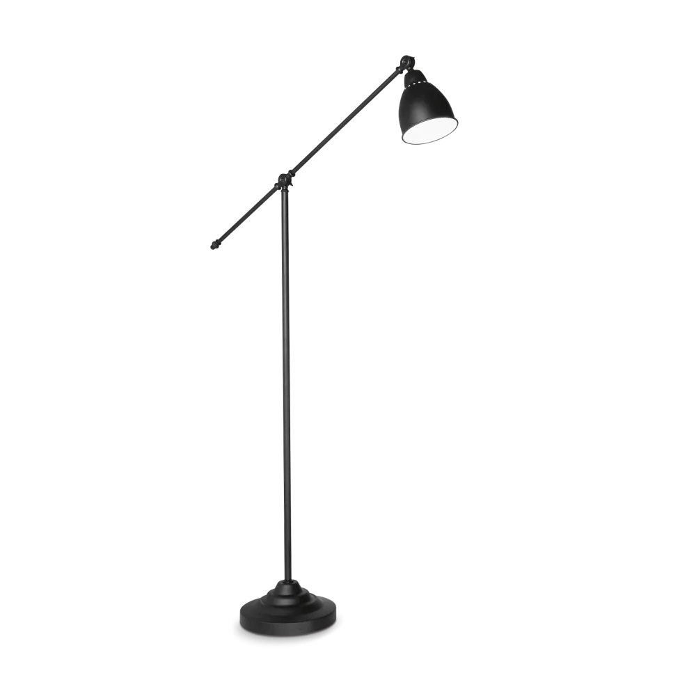 Premium lampadaire de salon Lampadaire NEWTON noire fait avec acier et finition noire mate. Éclaire votre salon avec style et flexibilité.