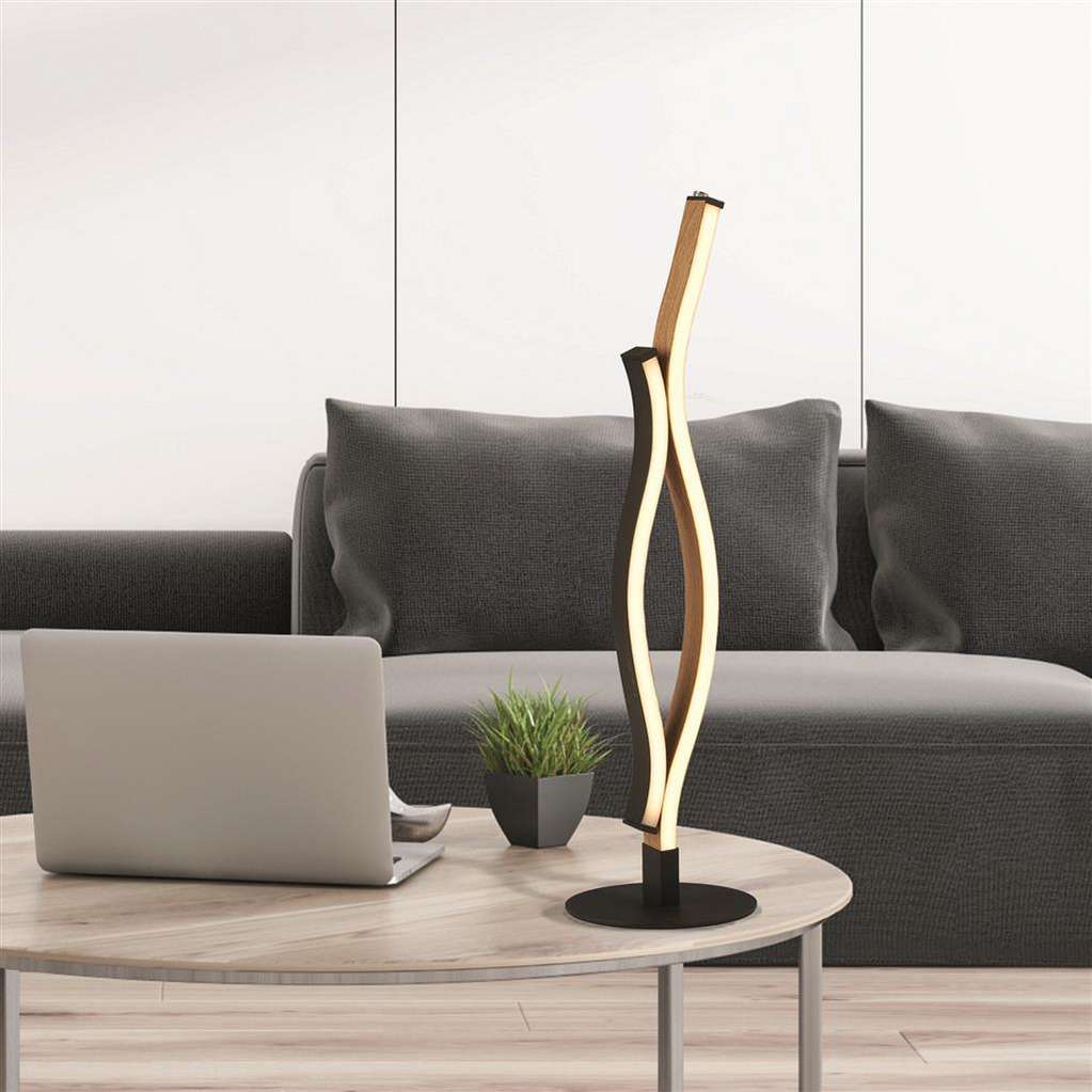lampe a poser Lampe à poser BLOOM noir et effet bois Marque Searchlight Lumisign
