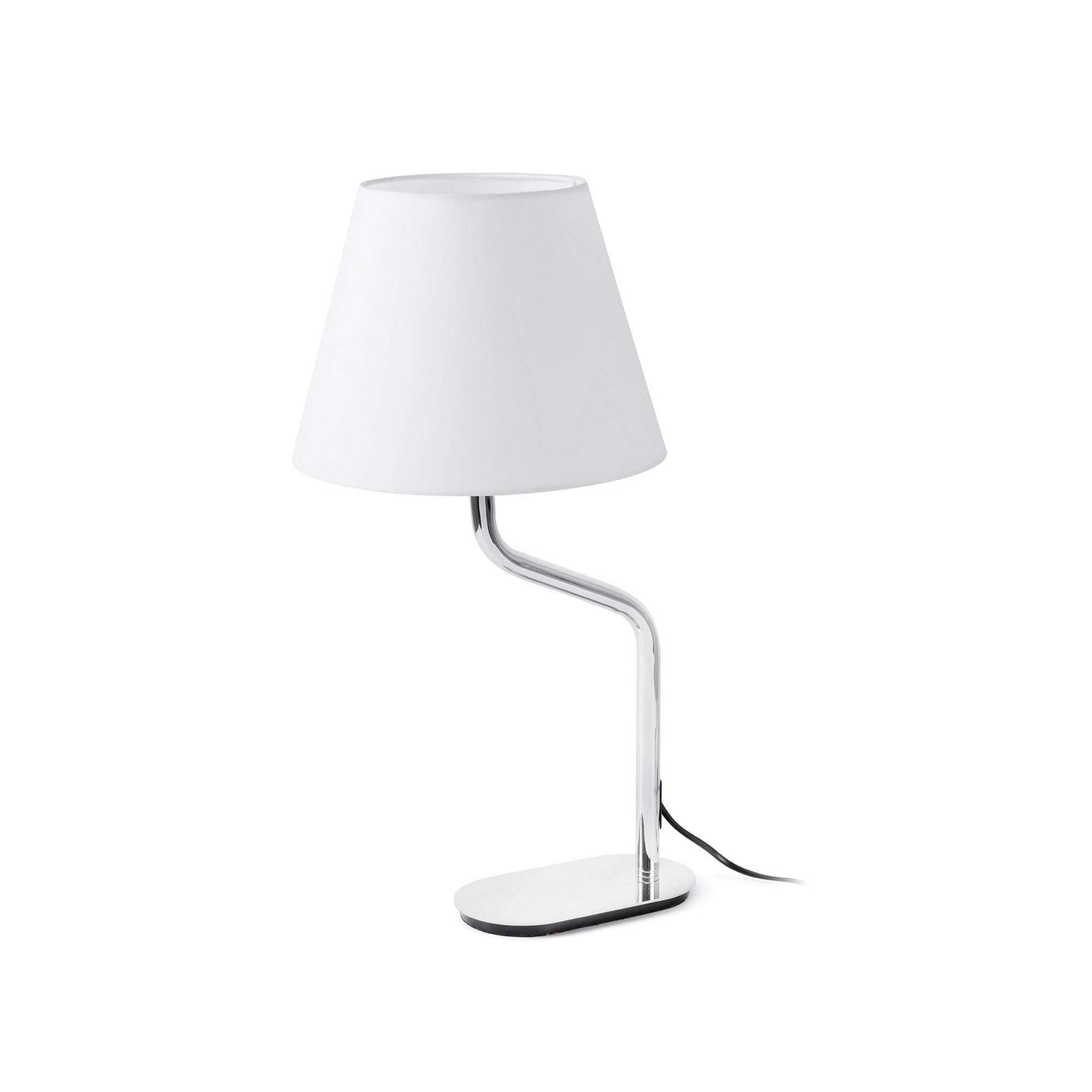 lampe a poser Lampe à poser ETERNA chrome abat-jour blanc Faro Lumisign