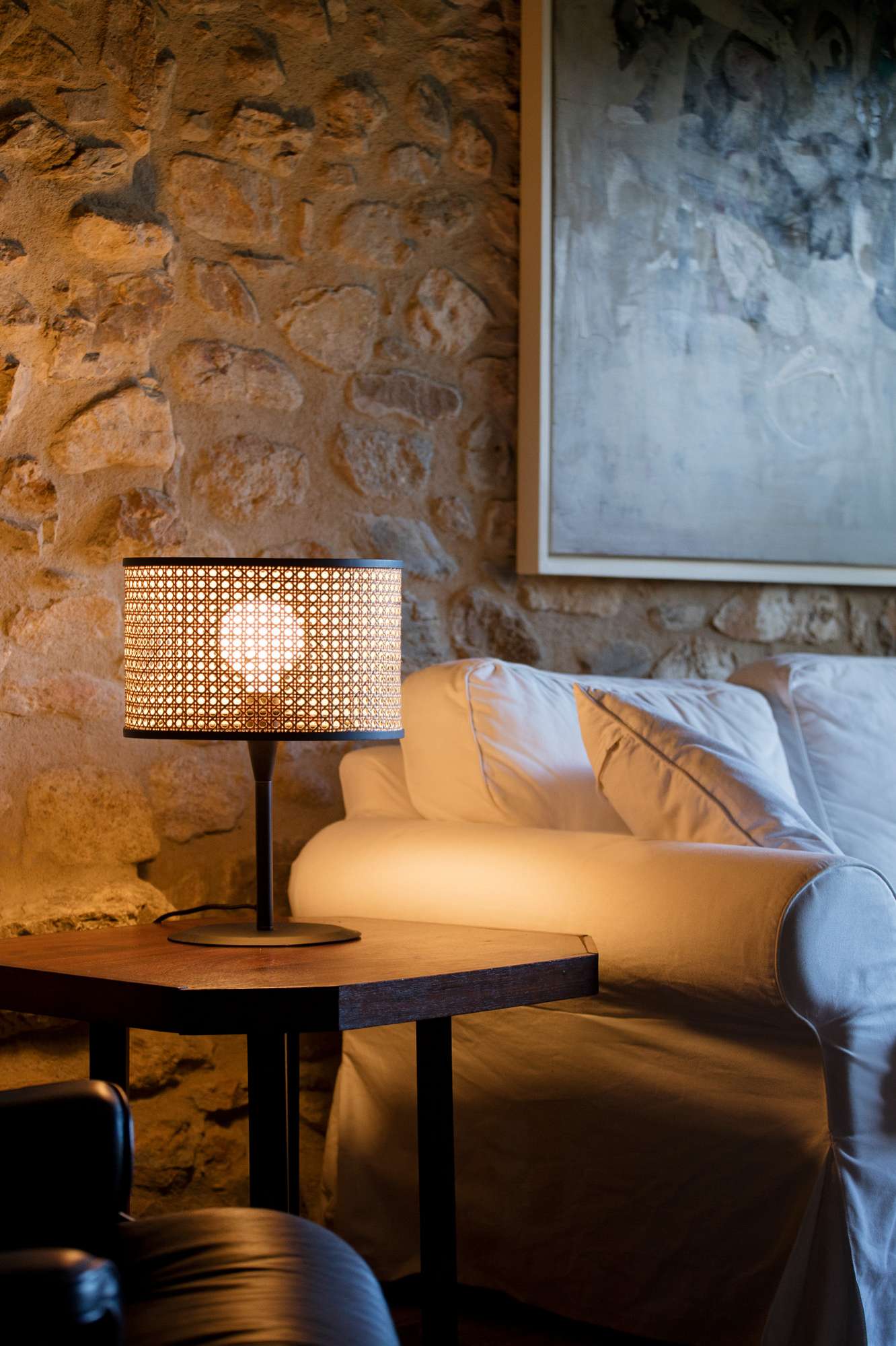 lampe a poser Lampe à poser MAMBO cannage rotin Ø 320 Faro Lumisign