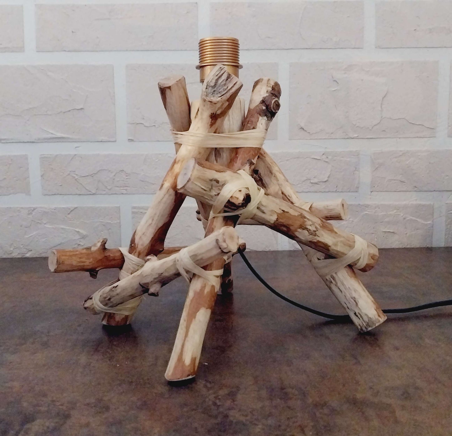 lampe a poser Lampe artisanale bois nature Haut 22 cm Lumisign Lumisign