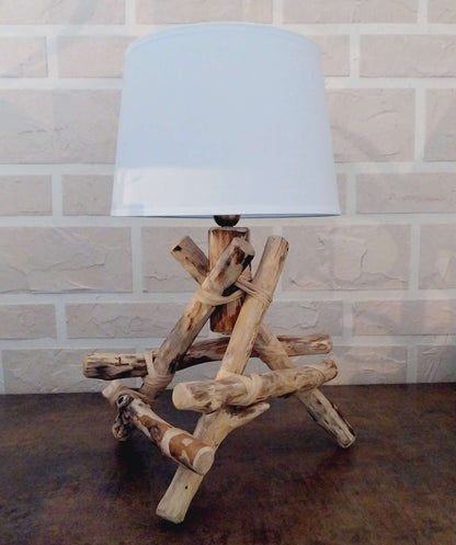 lampe a poser Lampe artisanale bois nature Haut 30 cm Lumisign Lumisign