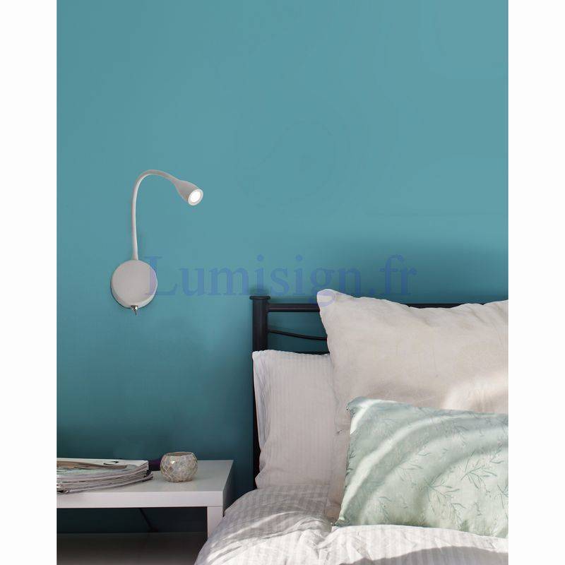 Applique liseuse Lampe liseuse flexible LOKE-1 blanche Faro Lumisign