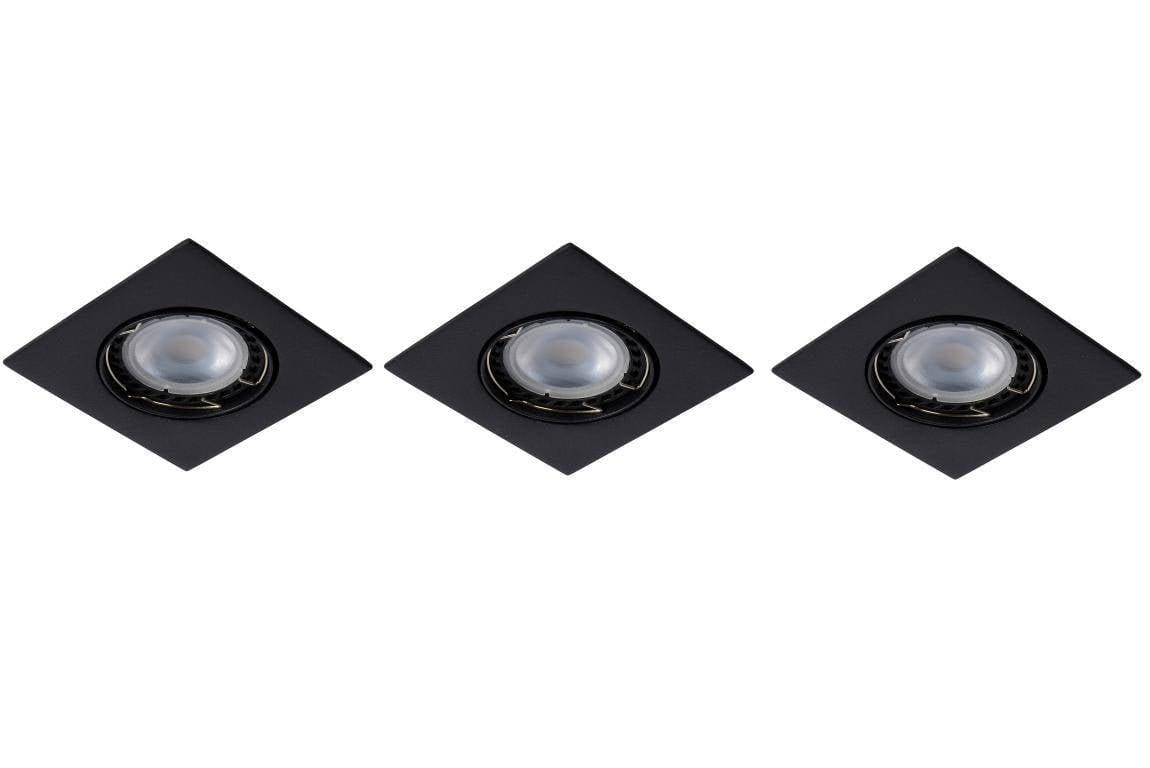 Spot encastrable Lot 3 spots encastrables LED FOCUS carré noir Lucide Lumisign