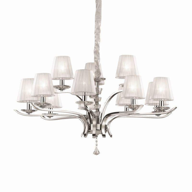 Suspension Lustre PEGASO-12 abat-jour organdi Idéal-lux Lumisign