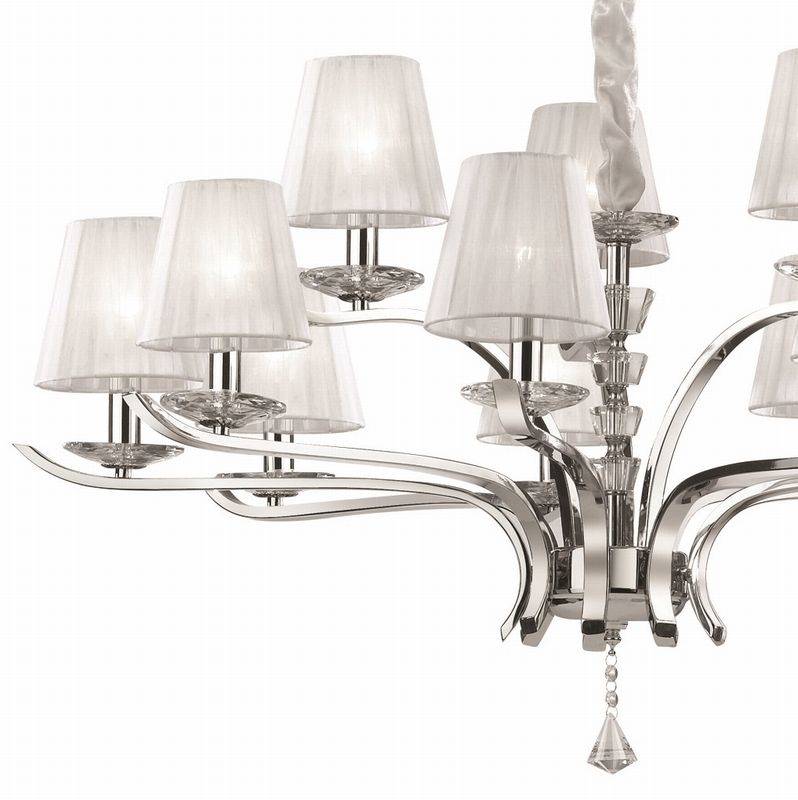 Suspension Lustre PEGASO-12 abat-jour organdi Idéal-lux Lumisign