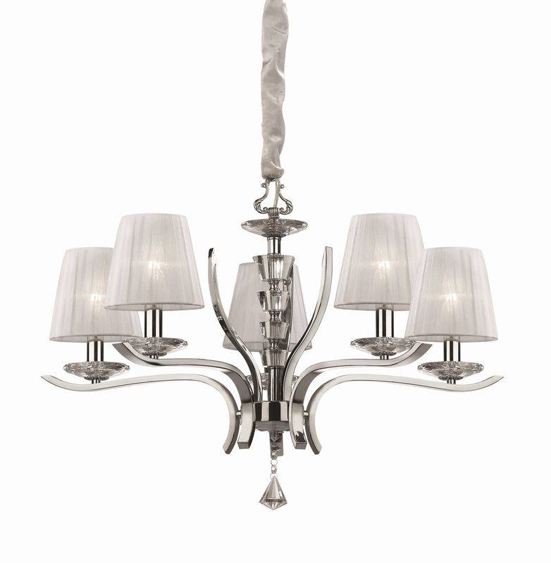 Suspension Lustre PEGASO-5 abat-jour organdi Idéal-lux Lumisign