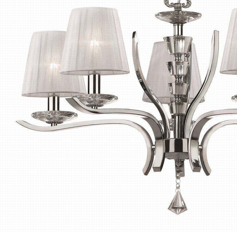Suspension Lustre PEGASO-5 abat-jour organdi Idéal-lux Lumisign