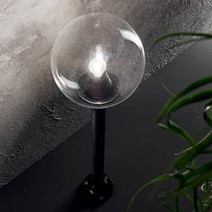 Borne extérieure Mini lampadaire CLASSIC-GLOBE transparent Idéal-lux Lumisign