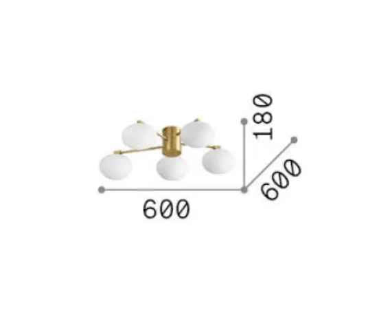 Plafonnier HERMES cinq lampes Ø 60 laiton