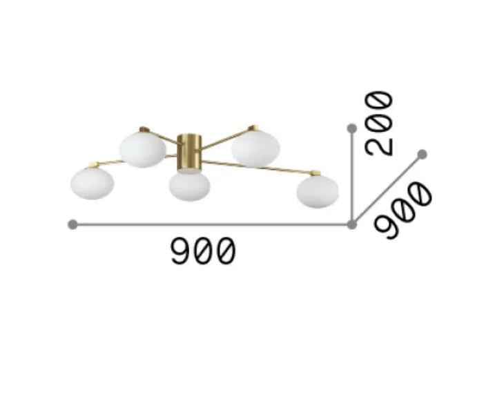 Plafonnier HERMES cinq lampes Ø 90 laiton