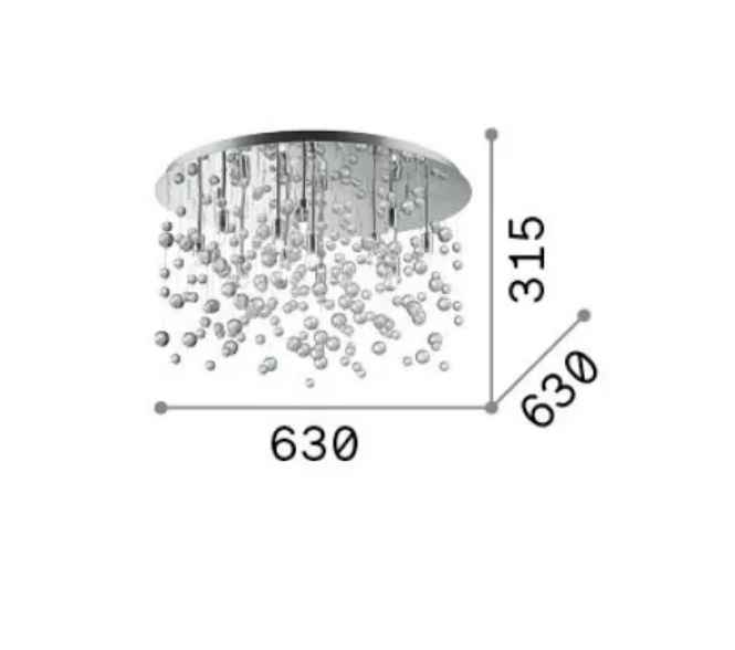 Plafonnier NEVE PL12 chrome et sphères de verre - Plafonnier - Lumisign
