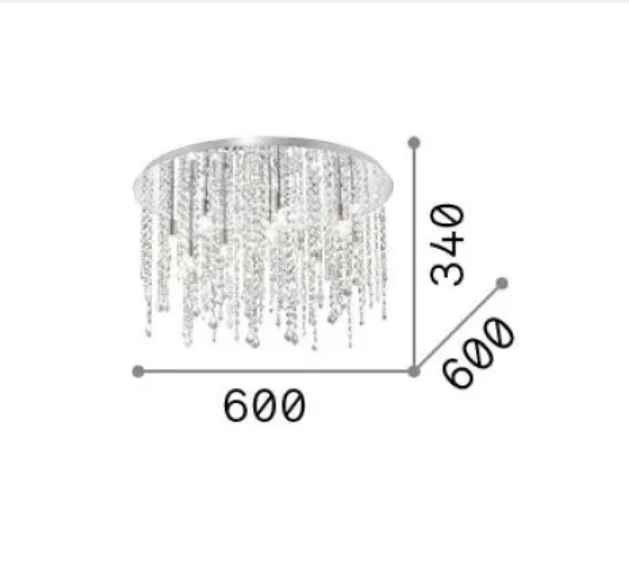 Plafonnier ROYAL PL12 chrome et pampilles de cristal