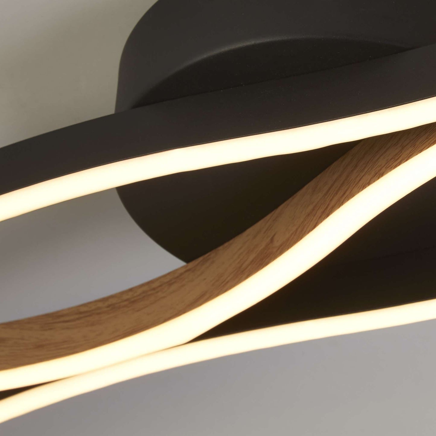 Plafonnier Plafonnier BLOOM noir et effet bois Marque Searchlight Lumisign