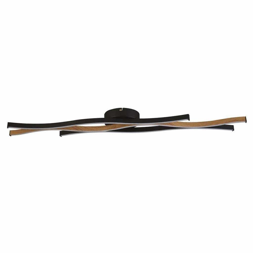 Plafonnier Plafonnier BLOOM noir et effet bois Marque Searchlight Lumisign