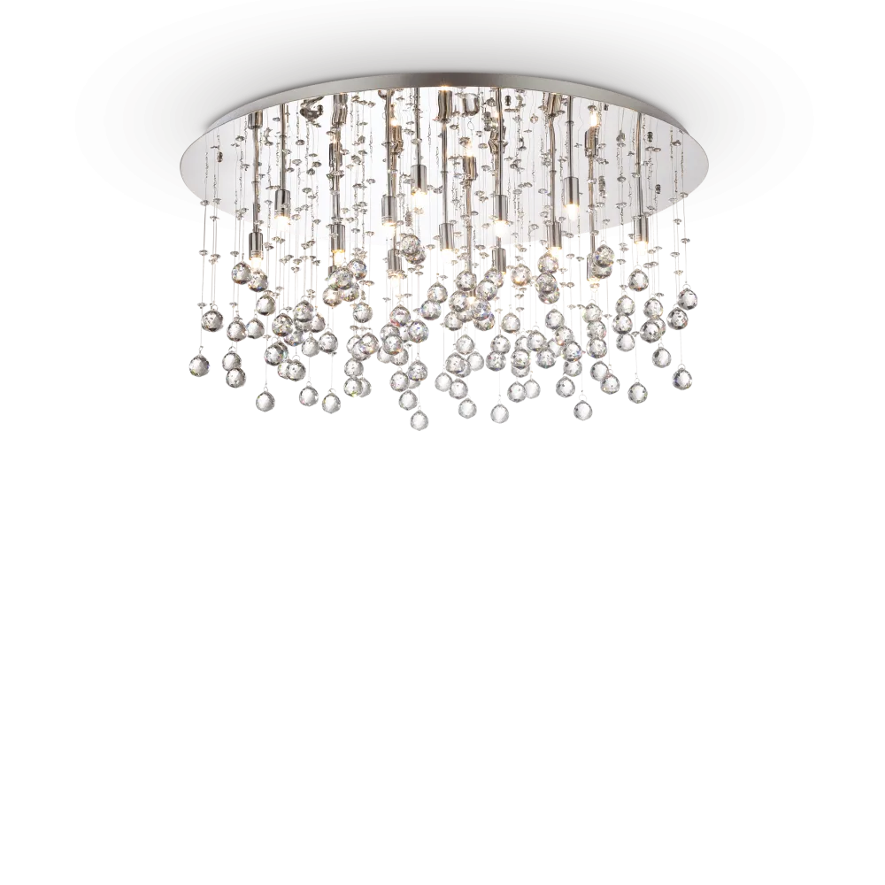 Plafonnier MOONLIGHT PL15 chrome et pampilles de cristal - Éclairez avec élégance grâce à sa finition chrome et cristal biseauté.