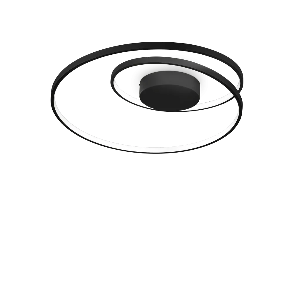Plafonnier Oz noir LED 47 watts - Éclairage puissant et économique avec source LED 47W. Design moderne en métal noir verni.