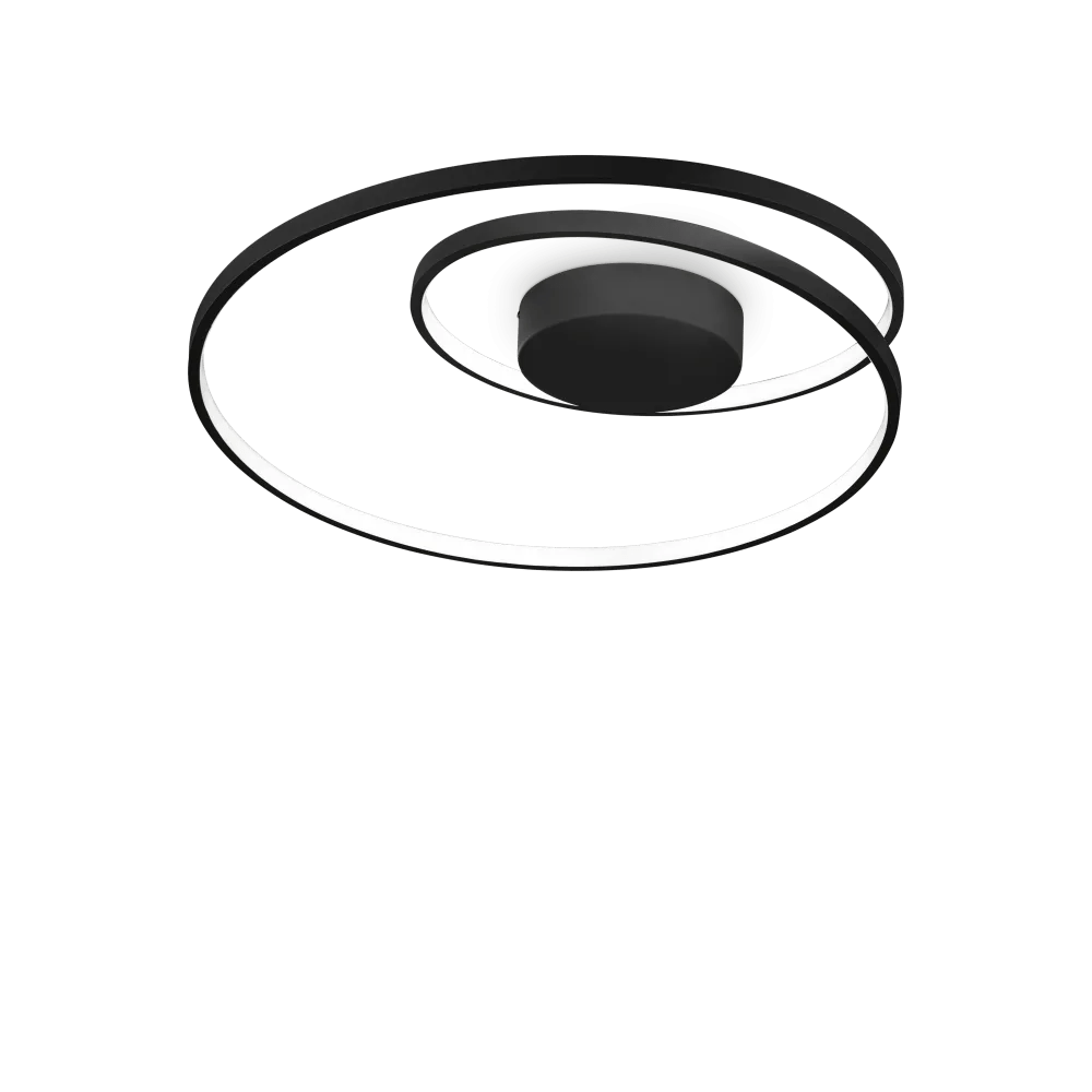 Plafonnier Oz noir LED 47 watts - Éclairage puissant et économique avec source LED 47W. Design moderne en métal noir verni.