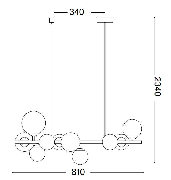 Suspension PERLAGE SP10 laiton diffuseurs blanc