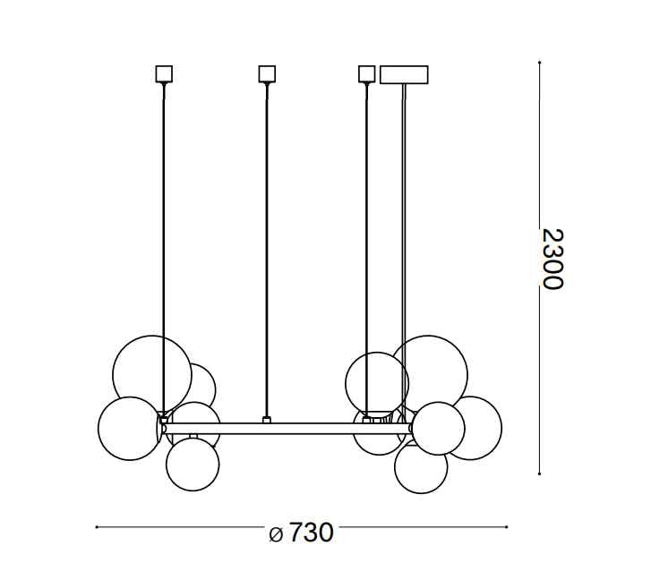Suspension PERLAGE circulaire SP11 noire diffuseurs fumé