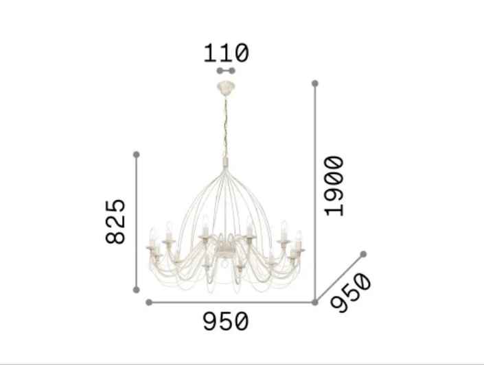 Schéma des dimensions de la suspension CORTE-SP12 rouille effet antique