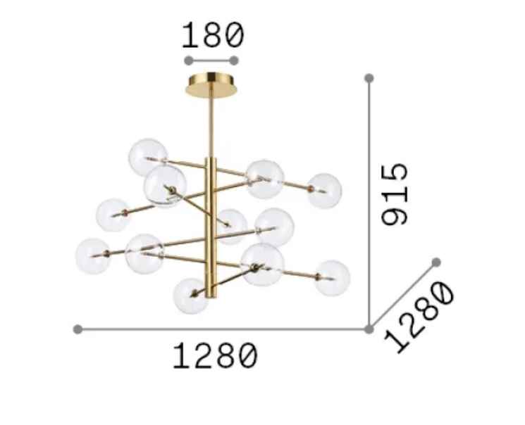 Schéma des dimensions de la suspension EQUINOXE 12 verres fumés