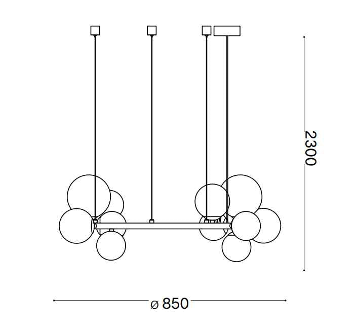 Suspension circulaire PERLAGE SP14 laiton diffuseurs ambré