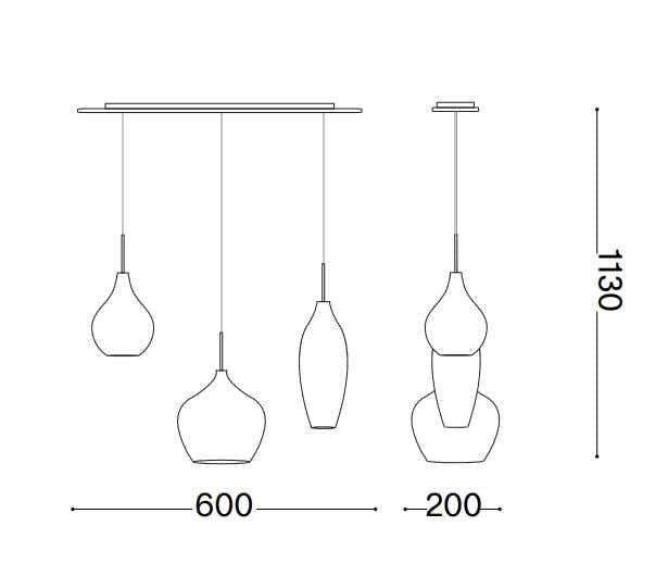 Détail Suspension SOFT SP3 blanche verres soufflés