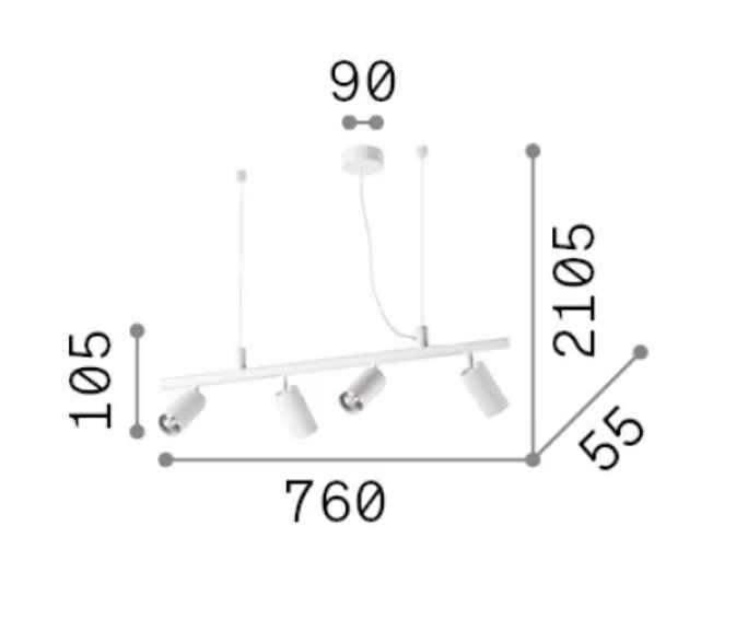 Schéma des dimensions de la suspension DYNAMITE SP4 noir : le luminaire design qui sublime votre intérieur