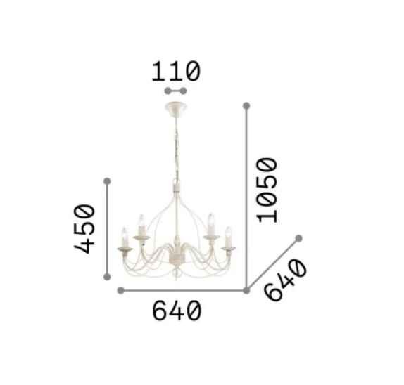 Schéma des dimensions de la suspension CORTE-SP5 blanche effet antique