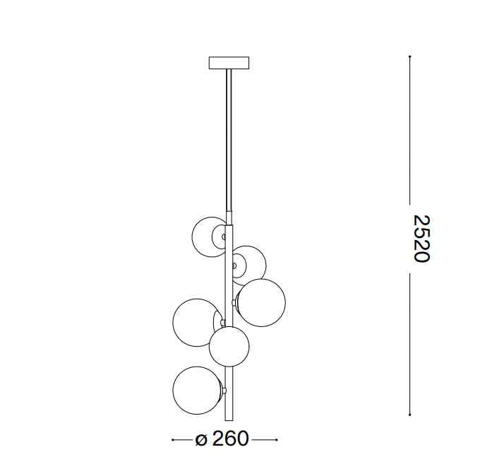 Détail Suspension PERLAGE SP6 laiton diffuseurs blanc