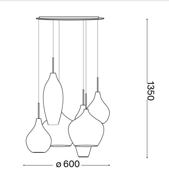 Détail Suspension SOFT SP6 blanche verres soufflés