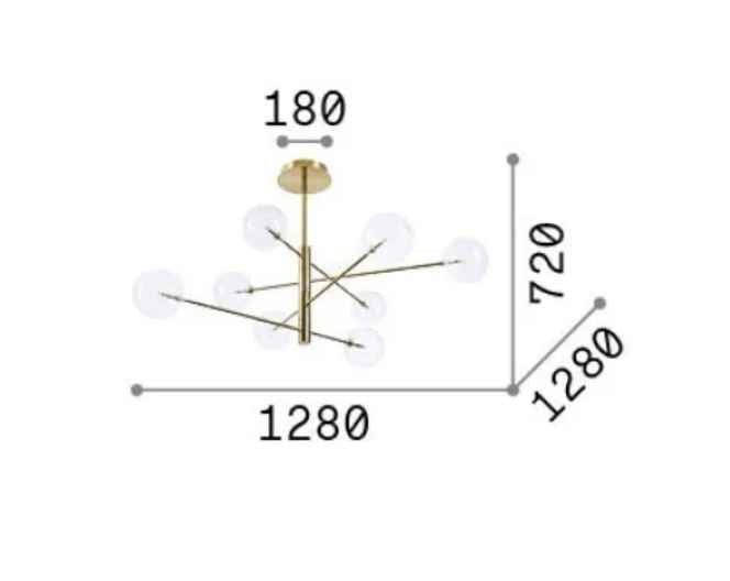 Schéma des dimensions de la suspension EQUINOXE 8 verres fumés